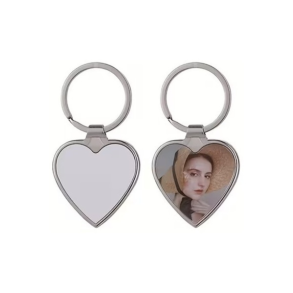Porte-clés métallique cœur personnalisable – Photo couleur et gravure laser