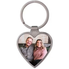 Porte-clés métallique cœur personnalisable – Photo couleur et gravure laser