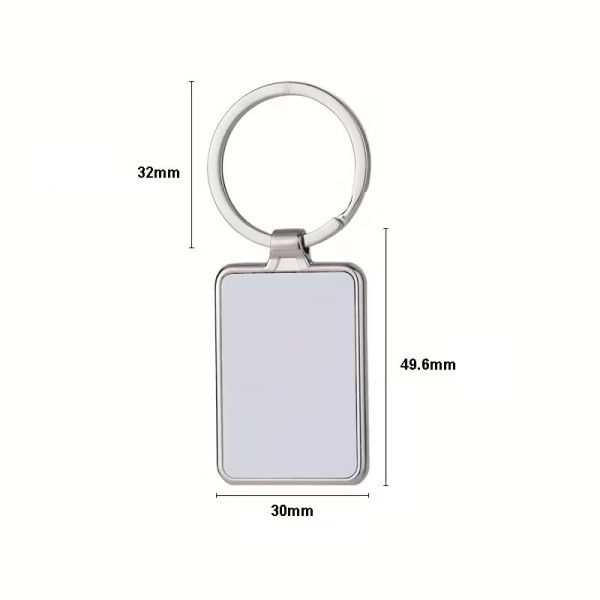 Porte-clés métallique rectangulaire personnalisable – Photo couleur et gravure laser