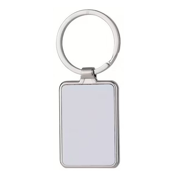 Porte-clés métallique rectangulaire personnalisable – Photo couleur et gravure laser
