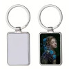 Porte-clés métallique rectangulaire personnalisable – Photo couleur et gravure laser