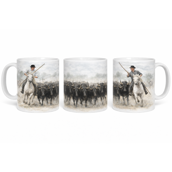 Mug Camargue 325 ml – Gardians et Taureaux en sublimation