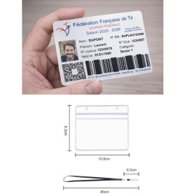 Licence de tir couleur sur carte aluminium + tour de cou Sublimation