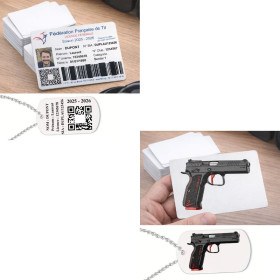 Licence de tir aluminium recto verso + porte-clé TAG militaire