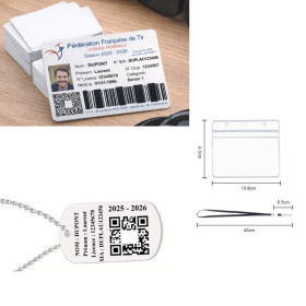 Licence de tir aluminium + TAG militaire + tour de cou