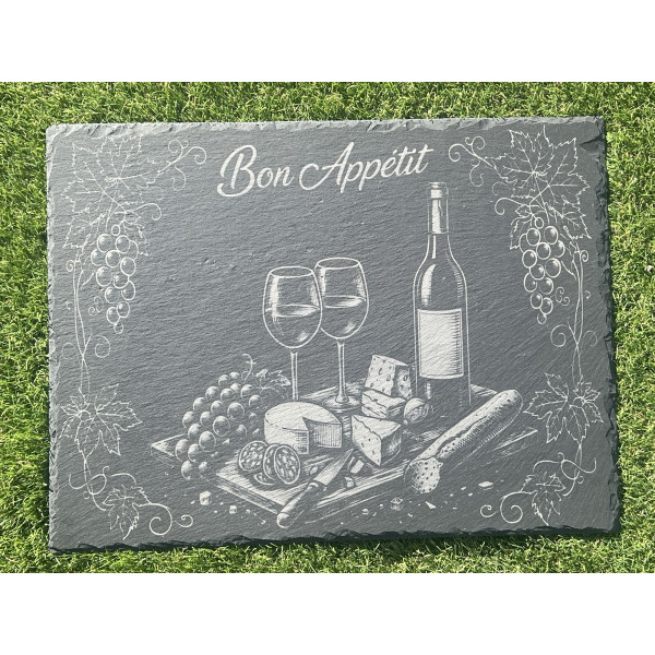Planche ardoise 30x40 cm Bon Appétit – Plateau apéritif élégant