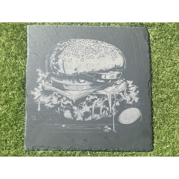 Planche ardoise 30x30 cm Hamburger – Plateau apéritif design original