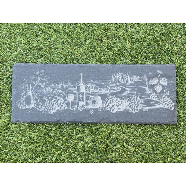 Plateau en ardoise 10 x 30 cm Domaine de vin - Assiette rectangulaire élégante