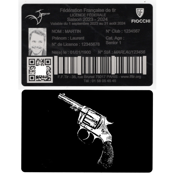 Gravure Laser Licence Tir Sportif FFTir - Carte Aluminium Personnalisé