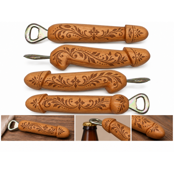 Décapsuleur humoristique bois 20 cm à graver | Cadeau drôle