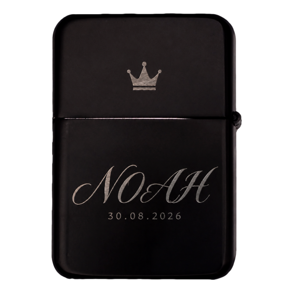 Briquet à essence noir à personnaliser | Gravure personnalisée