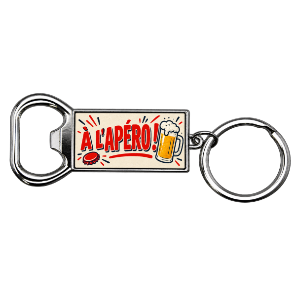 Porte-clés décapsuleur métal personnalisable par sublimation