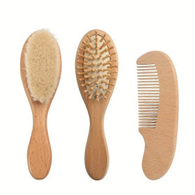 Lot 3 pièces peigne brosse bois mère bébé | Soin naturel