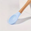Ustensiles bébé silicone bleu aqua et bois | Lot de 2
