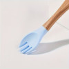 Ustensiles bébé silicone bleu aqua et bois | Lot de 2