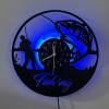 Horloge murale LED pêcheur silencieuse en vinyle | Cadeau pêche