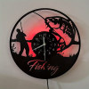 Horloge murale LED pêcheur silencieuse en vinyle | Cadeau pêche
