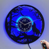 Horloge murale LED loup et lune en vinyle | Forêt nocturne
