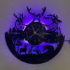 Horloge murale LED cerf et forêt en vinyle 30 cm | 7 couleurs