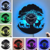 Horloge murale LED vinyle renne & art animalier | 7 couleurs