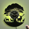 Horloge murale LED vinyle renne & art animalier | 7 couleurs