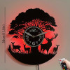 Horloge murale LED vinyle renne & art animalier | 7 couleurs