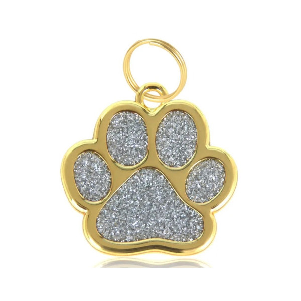 Collier argent or pour animaux de compagnie personnalisable.