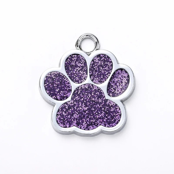 Étiquette d'identification violet argent pour animaux de compagnie.