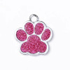 Étiquette d'identification paw rose rouge et argentée pour animaux..