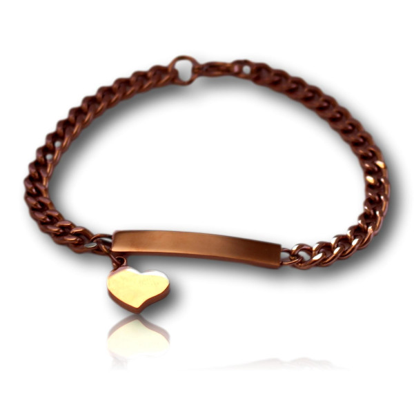 Bracelet en acier inoxydable rose doré personnalisable.