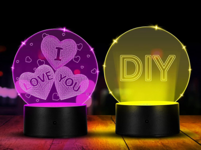 Lampe LED avec Panneau Acrylique Rond Personnalisable : Créez une Décoration 
